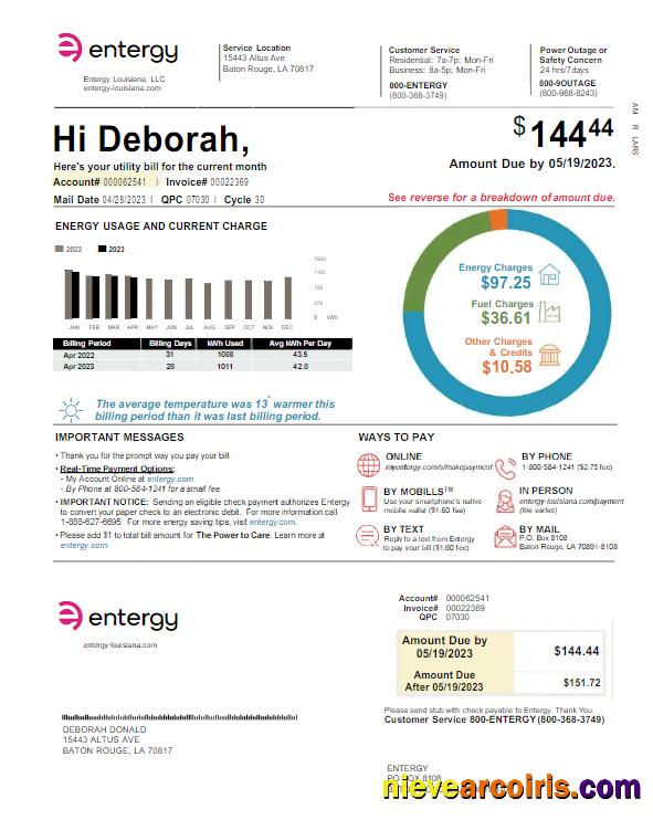 USA ENTERGY utility bill